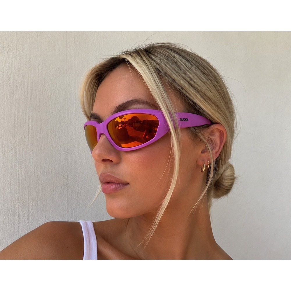 Maxx Purple Wrap Sunglasses Y2K Barbiecore Sportcore Festival Shades